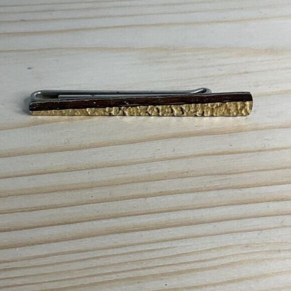 Vintage Gold-Tone Hammered Metal Tie Clip - Picture 2 of 4